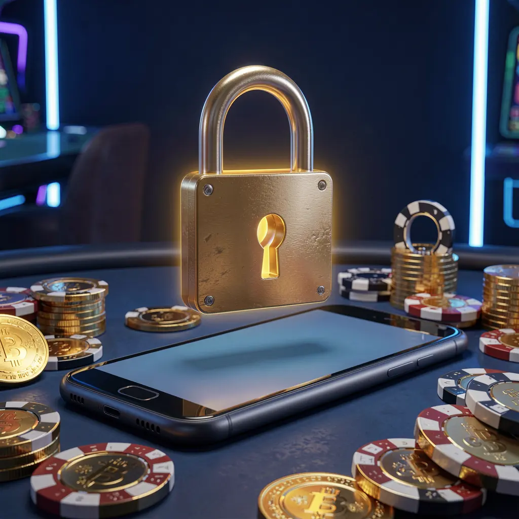 Gambar keamanan masuk kasino LDN111 menampilkan gembok bercahaya yang melayang di atas ponsel pintar dengan koin emas dan chip tersebar di sekelilingnya pada latar belakang neon biru gelap Gambar keamanan masuk kasino LDN111 menampilkan gembok bercahaya yang melayang di atas ponsel pintar dengan koin emas dan chip tersebar di sekelilingnya pada latar belakang neon biru gelap